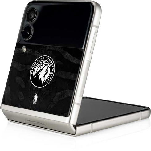 NBA Minnesota Timberwolves Black Animal Print Galaxy Z Flip3 5G Skin